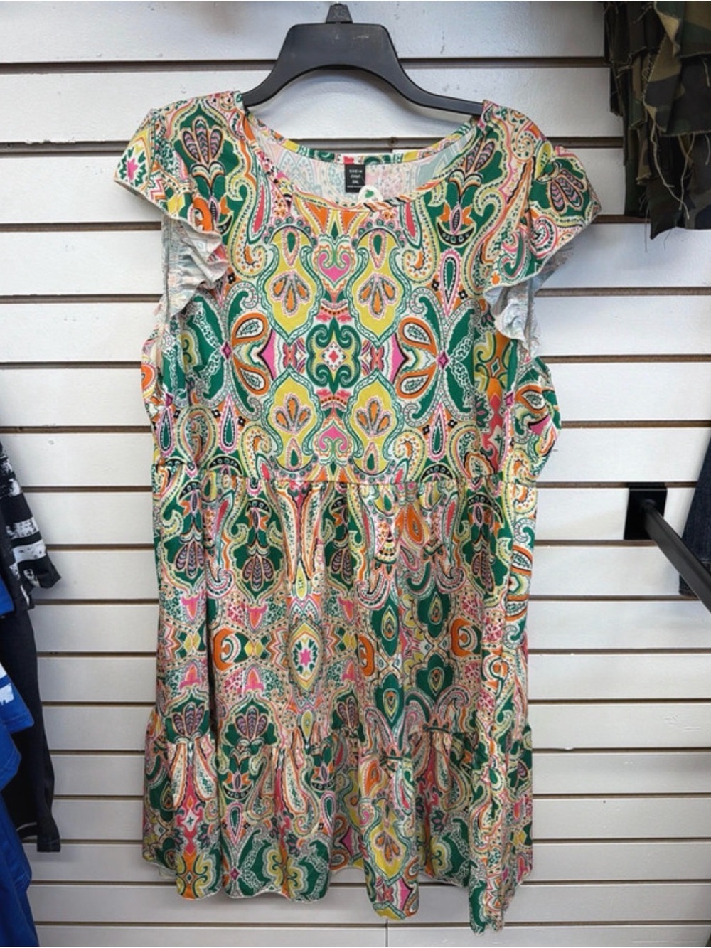 rful Paisley Boho Tiered Mini Dress Plus Size